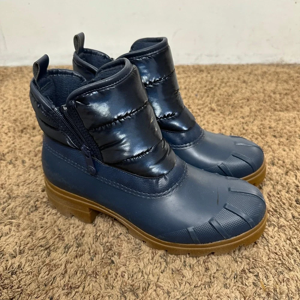 Sperry Maritime Repel Navy Blue Quilted Puffer Duck Boots STS89335 Womens 9.5